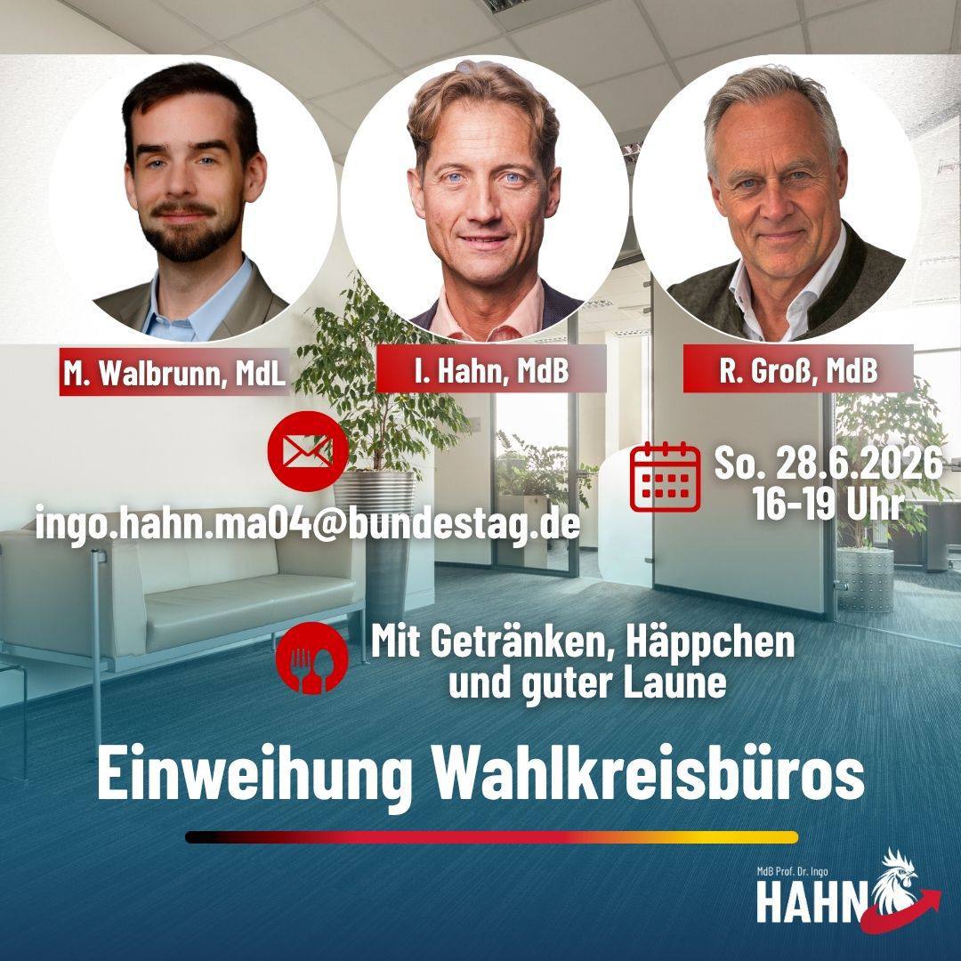 Herzliche Einladung zur Einweihung der Wahlkreisbüros am 28.6.26 ab 16 Uhr in STA/FFB!